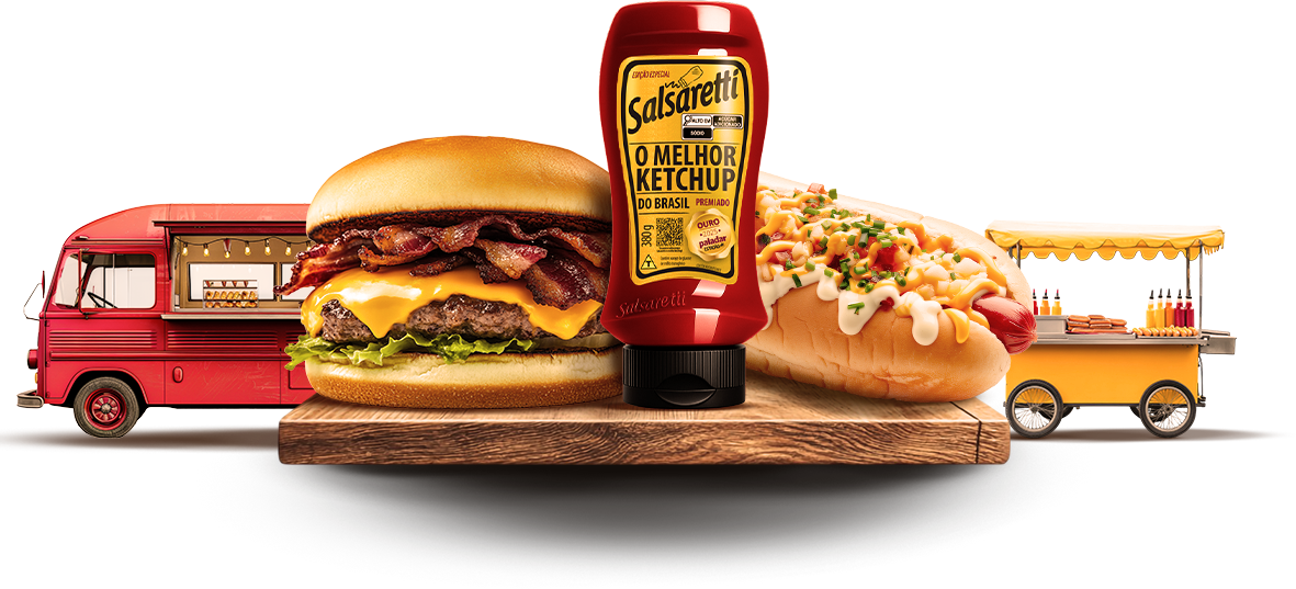 Hambúrguer, hot dog e ketchup Salsaretti
